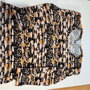 St. John Women’s T-Shirt - Black, Orange, Cream Pattern